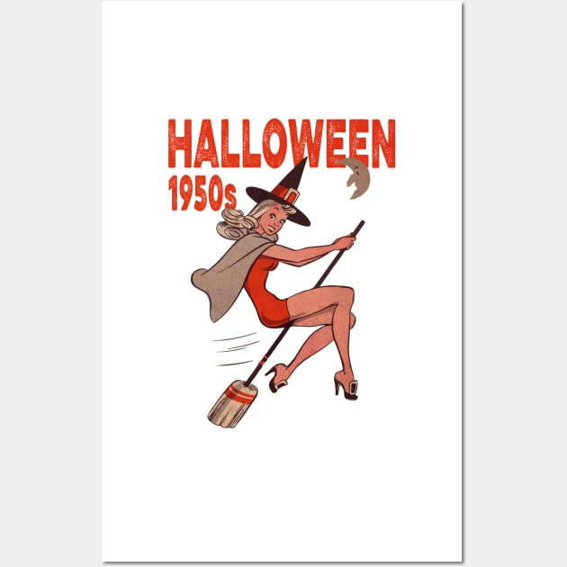 Vintage 1950s Halloween Witch Wall Art by norules